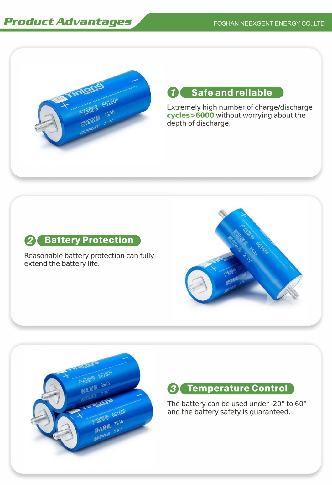 Special Offer for Brand New Yinlong 66160 Lto Battery 2.3V 35ah Grade a Cylindrical Lithium Titanate Batteries Cell