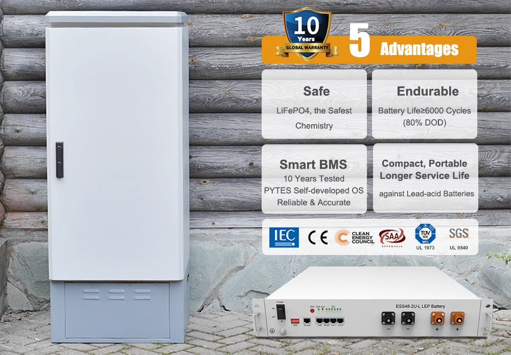 Pytes-4850 Bess Lithium LFP Battery with BMS for Solar Storage System and Hybrid Grid Use